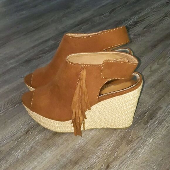 REPORT Neko tassel side tan wedges open toe - Picture 4 of 9
